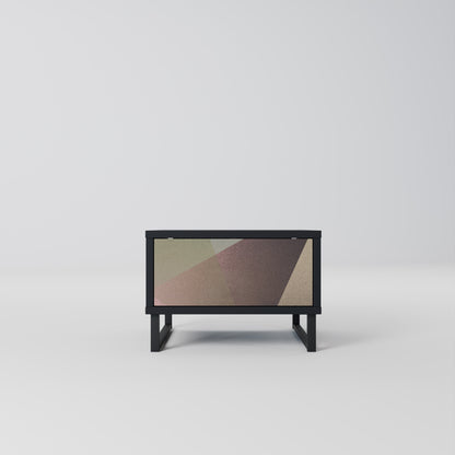 Nattduksbord i beige geometri i svart finish