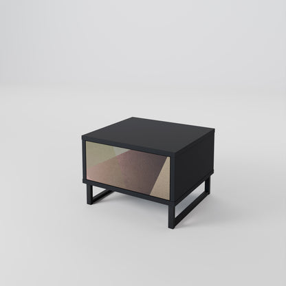 Nattduksbord i beige geometri i svart finish