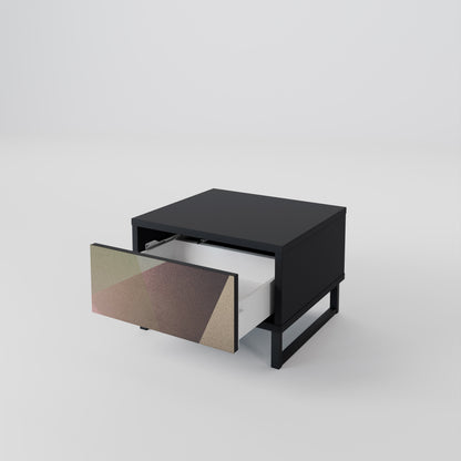 Nattduksbord i beige geometri i svart finish