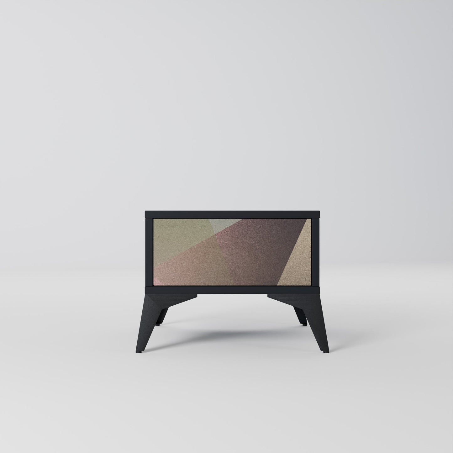Nattduksbord i beige geometri i svart finish