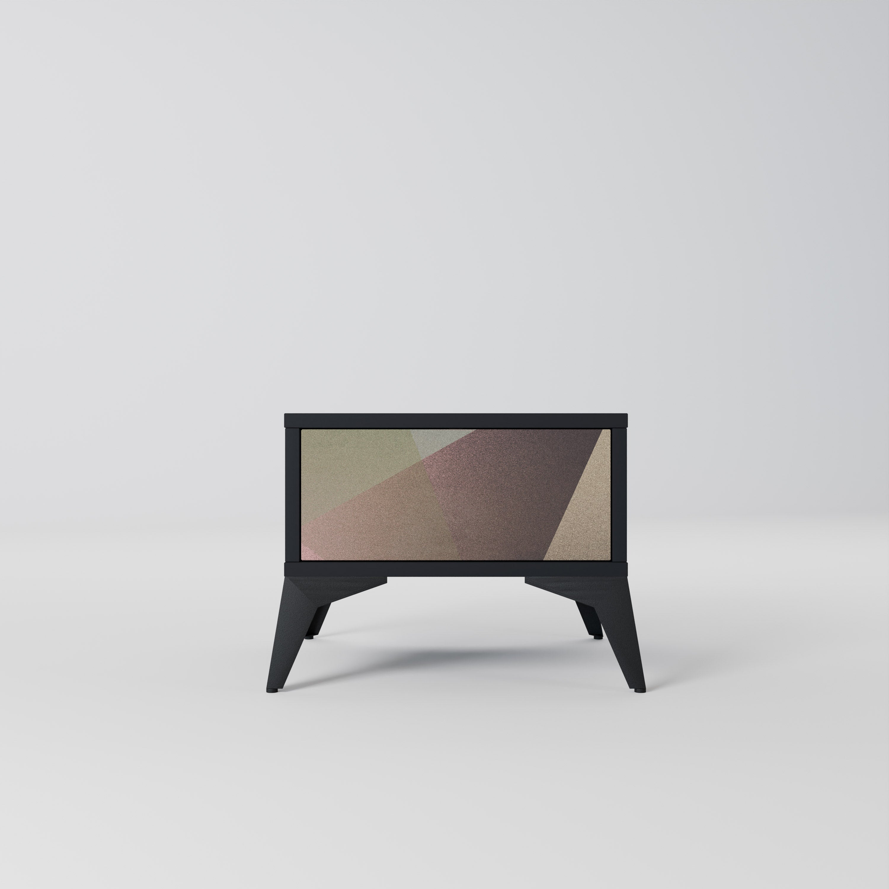 Nattduksbord i beige geometri i svart finish