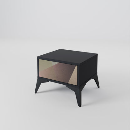 Nattduksbord i beige geometri i svart finish
