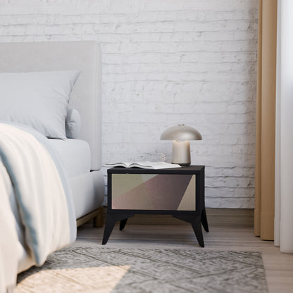 Nattduksbord i beige geometri i svart finish