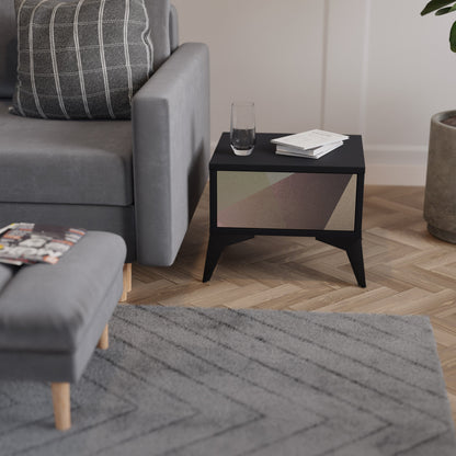 Nattduksbord i beige geometri i svart finish