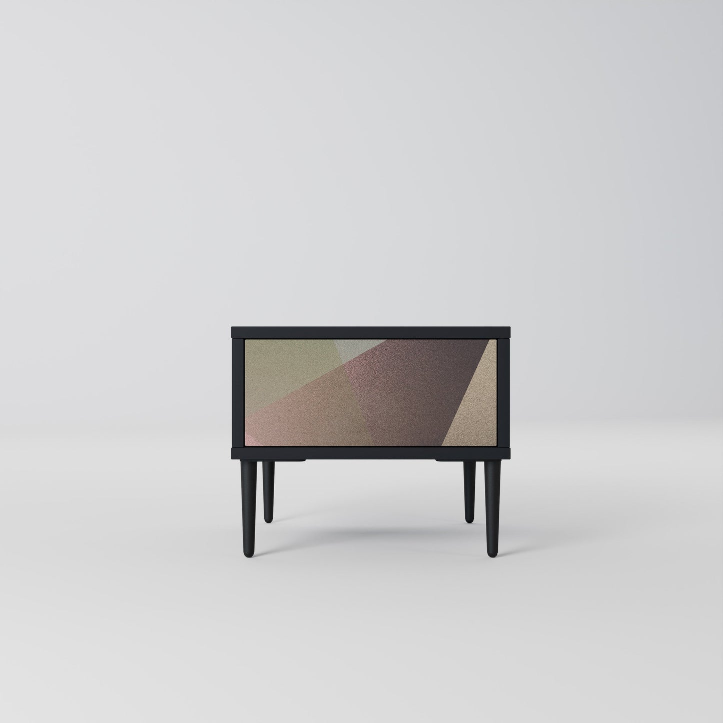 Nattduksbord i beige geometri i svart finish