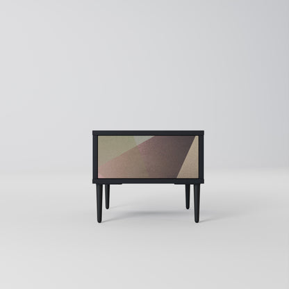 Nattduksbord i beige geometri i svart finish