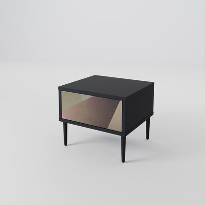 Nattduksbord i beige geometri i svart finish