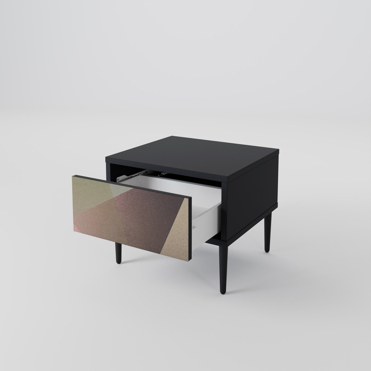 Nattduksbord i beige geometri i svart finish