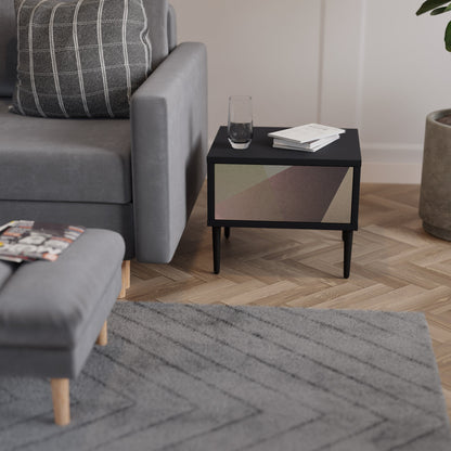 Nattduksbord i beige geometri i svart finish