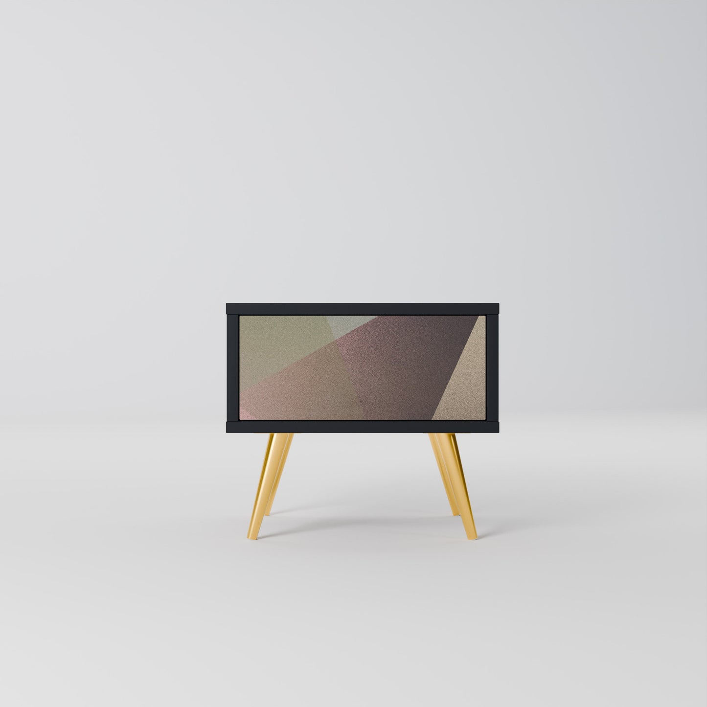 Nattduksbord i beige geometri i svart finish