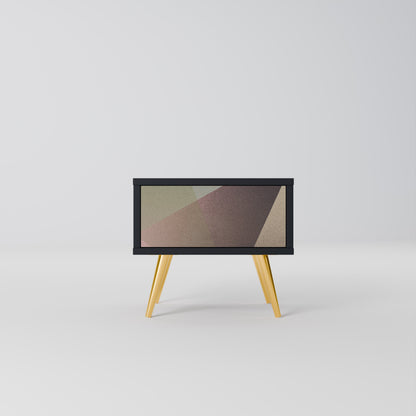 Nattduksbord i beige geometri i svart finish