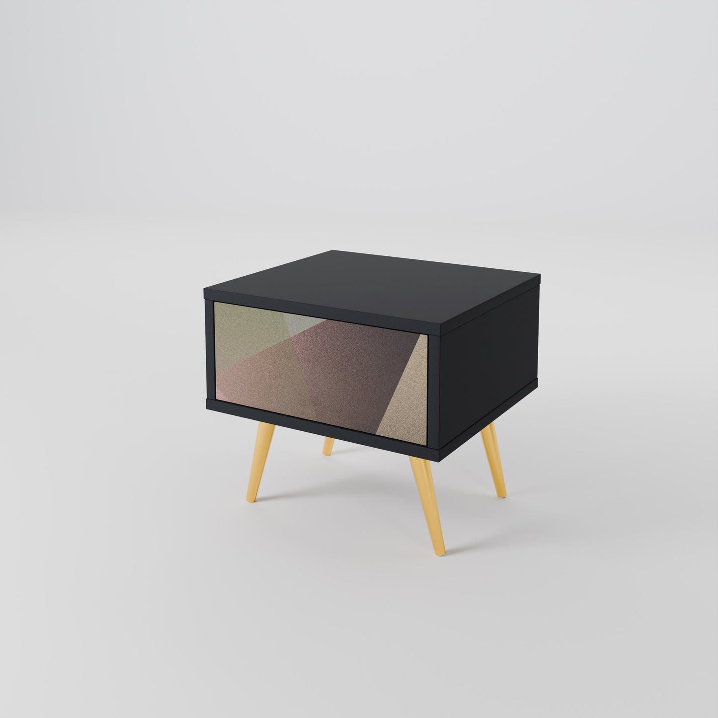 Nattduksbord i beige geometri i svart finish