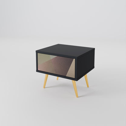 Nattduksbord i beige geometri i svart finish