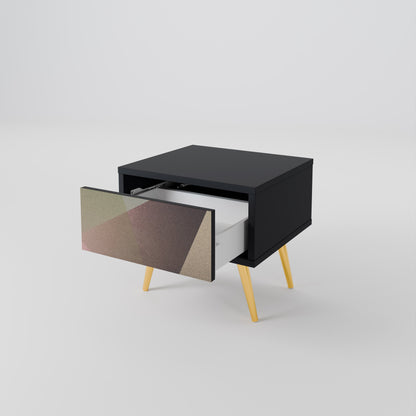 Nattduksbord i beige geometri i svart finish