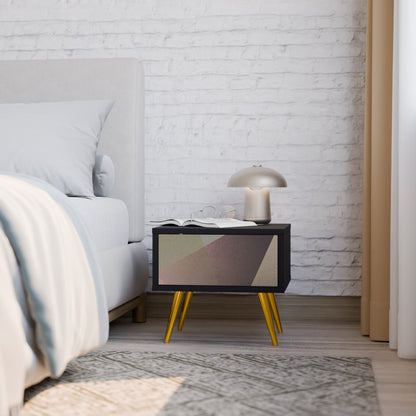 Nattduksbord i beige geometri i svart finish