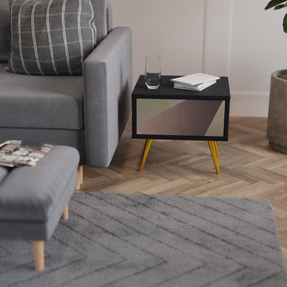 Nattduksbord i beige geometri i svart finish
