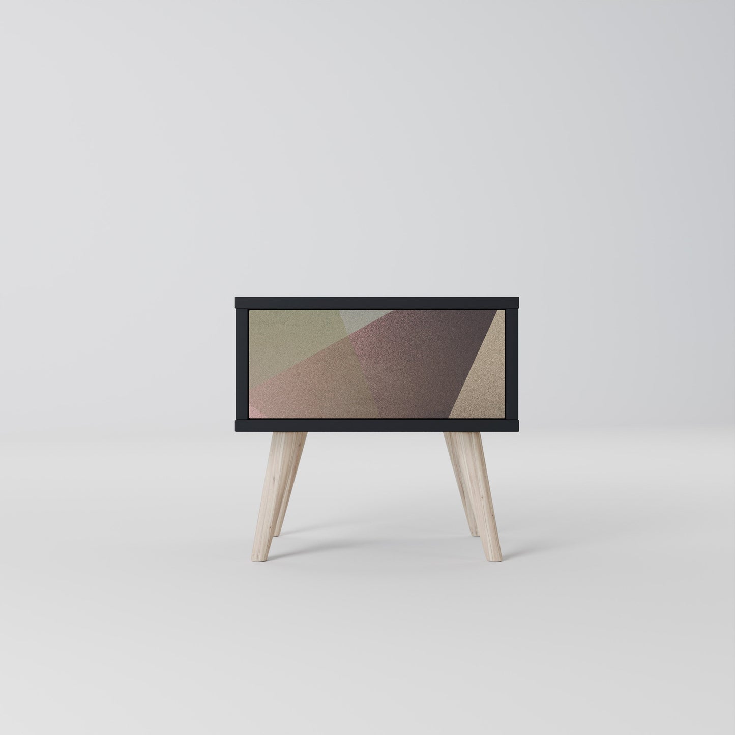 Nattduksbord i beige geometri i svart finish