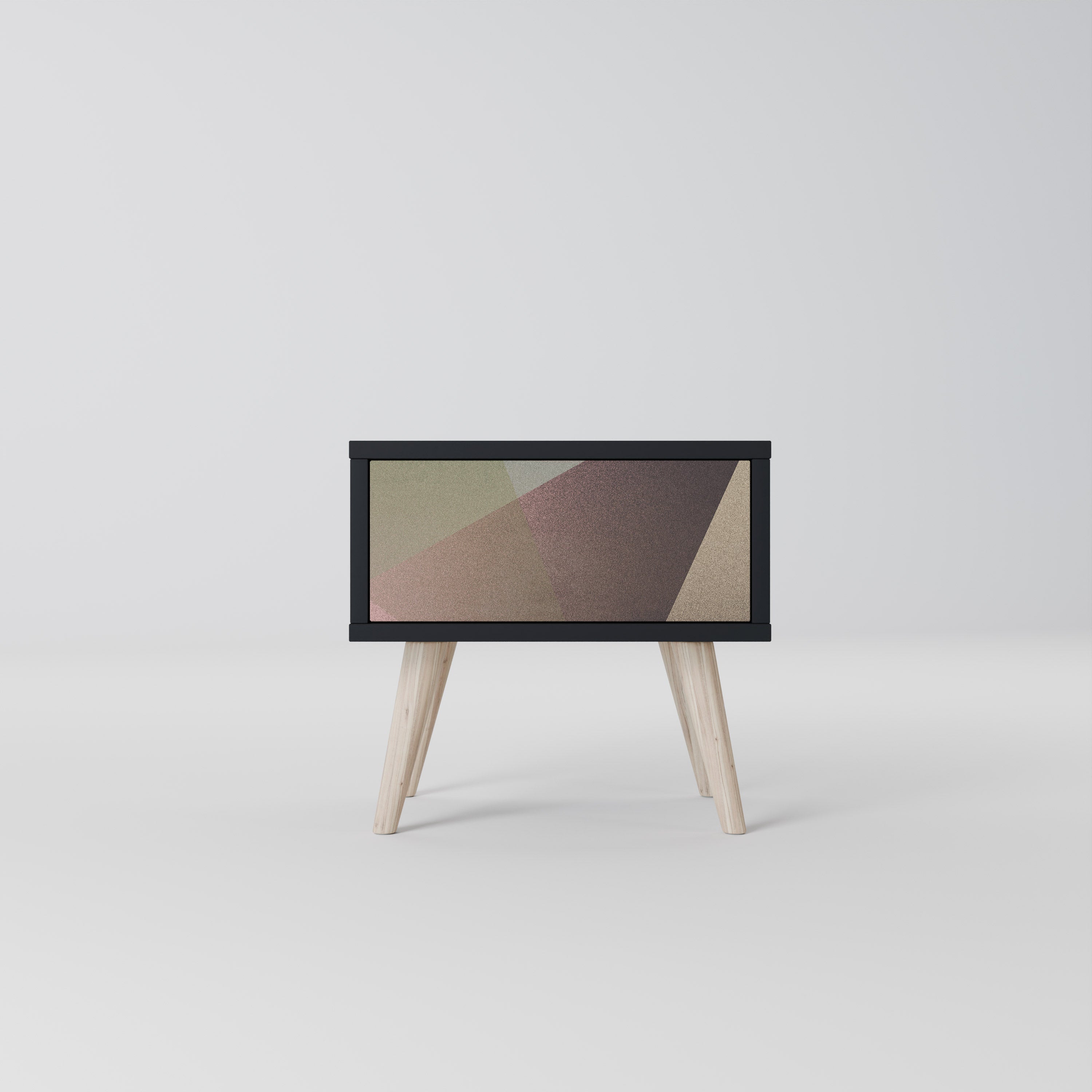 Nattduksbord i beige geometri i svart finish