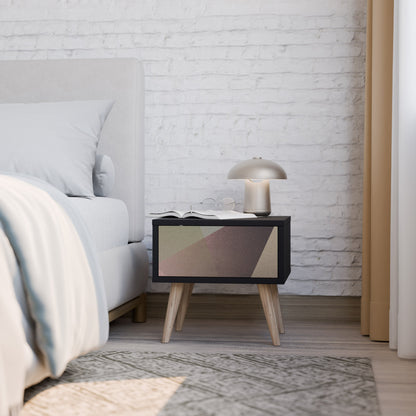 Nattduksbord i beige geometri i svart finish