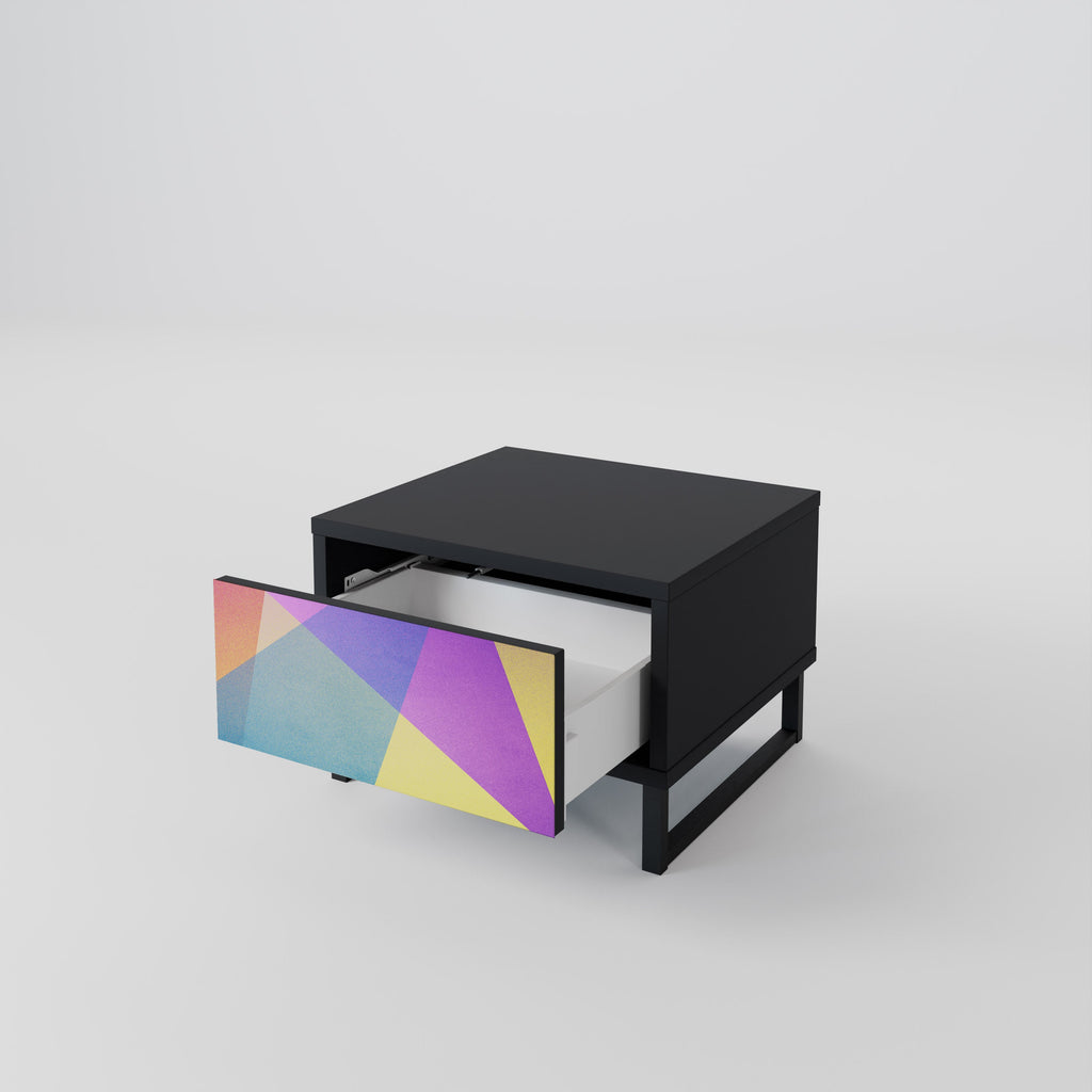 LJUS GEOMETRISK Sängbord i svart finish