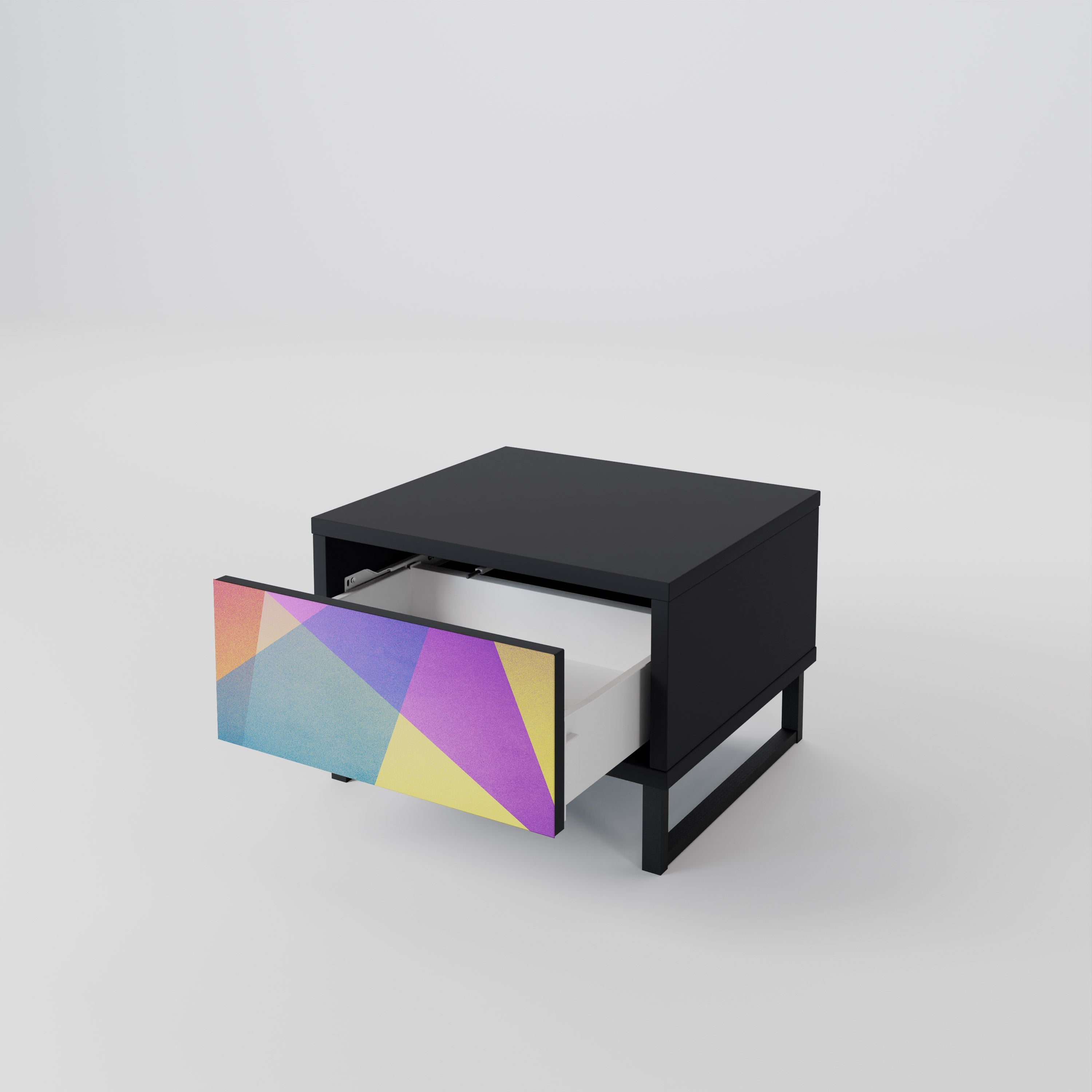 LJUS GEOMETRISK Sängbord i svart finish