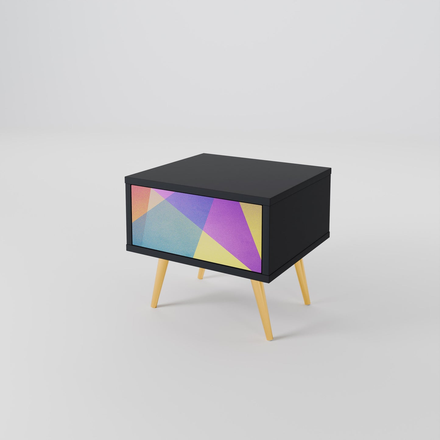 LJUS GEOMETRISK Sängbord i svart finish