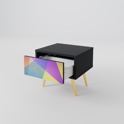 LJUS GEOMETRISK Sängbord i svart finish