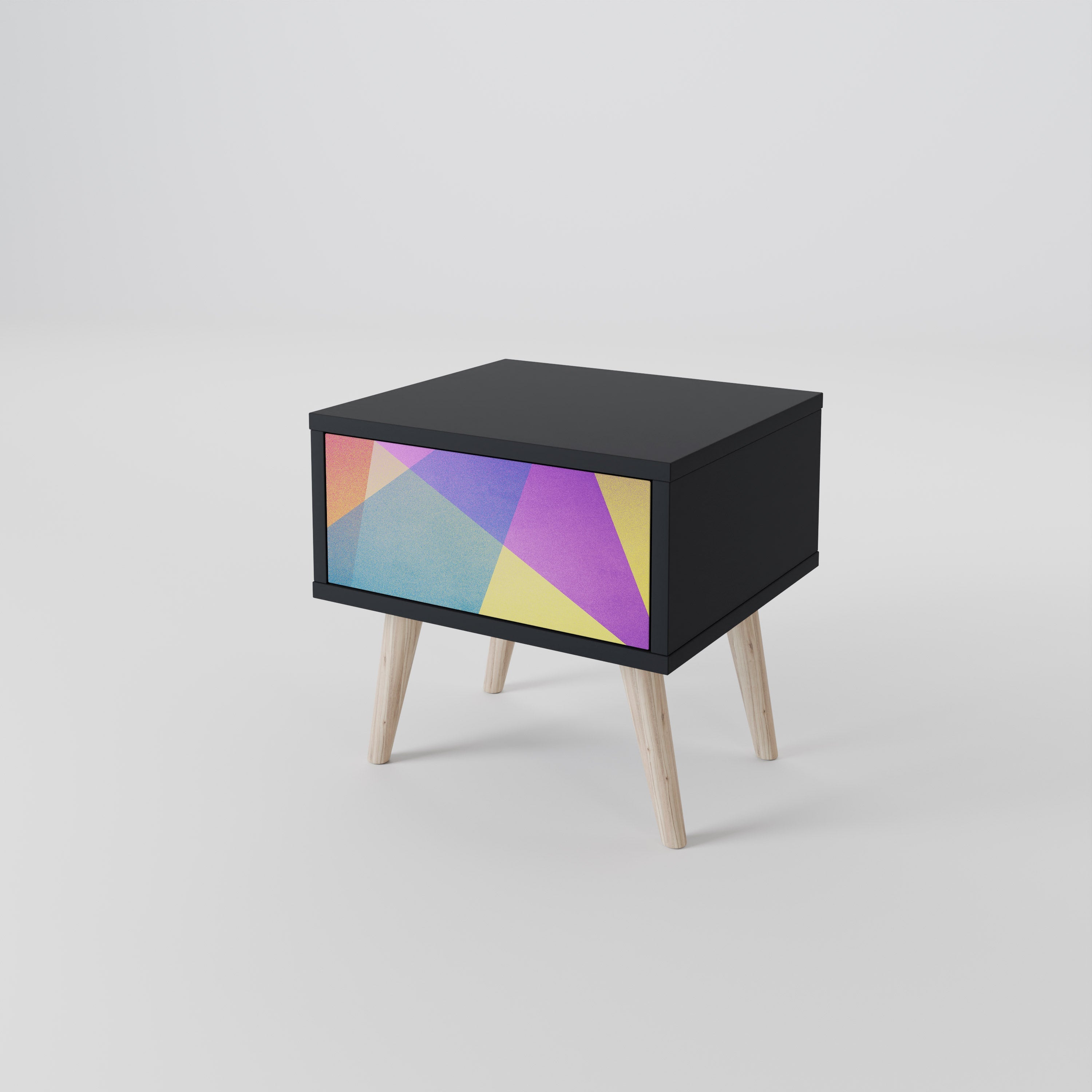 LJUS GEOMETRISK Sängbord i svart finish