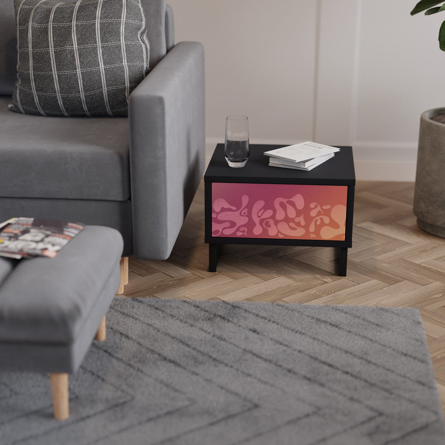 IRREGULAR ROSA Nattduksbord i svart finish