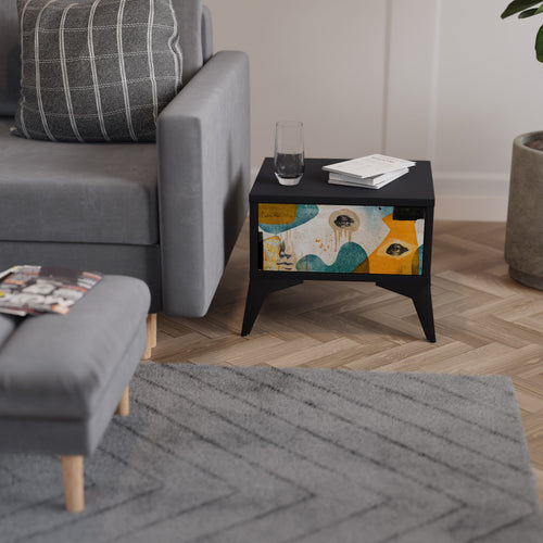 ABSTRACT FACES nattduksbord i svart finish