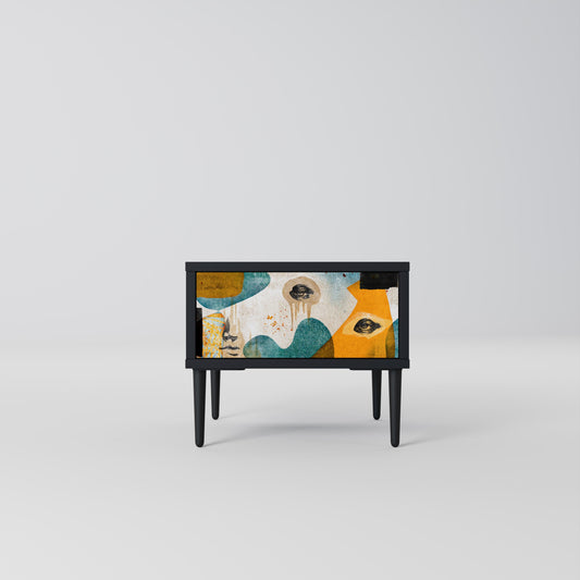 ABSTRACT FACES nattduksbord i svart finish