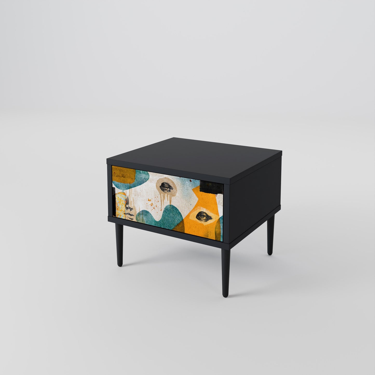ABSTRACT FACES nattduksbord i svart finish