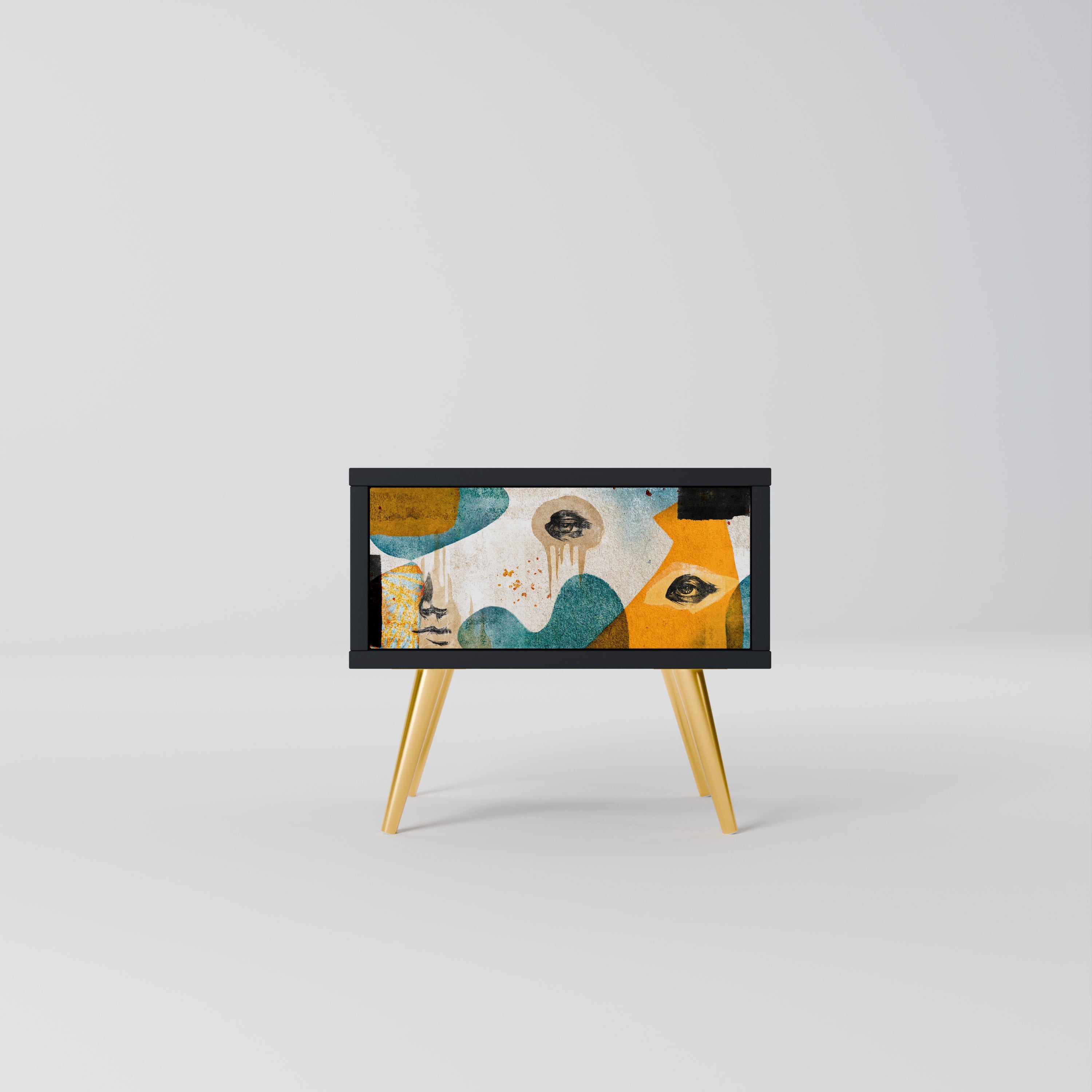 ABSTRACT FACES nattduksbord i svart finish