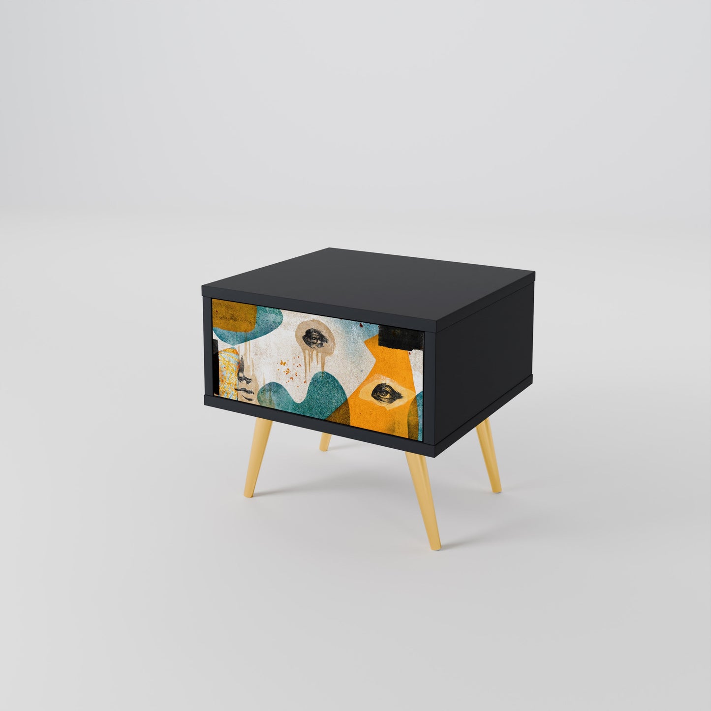 ABSTRACT FACES nattduksbord i svart finish