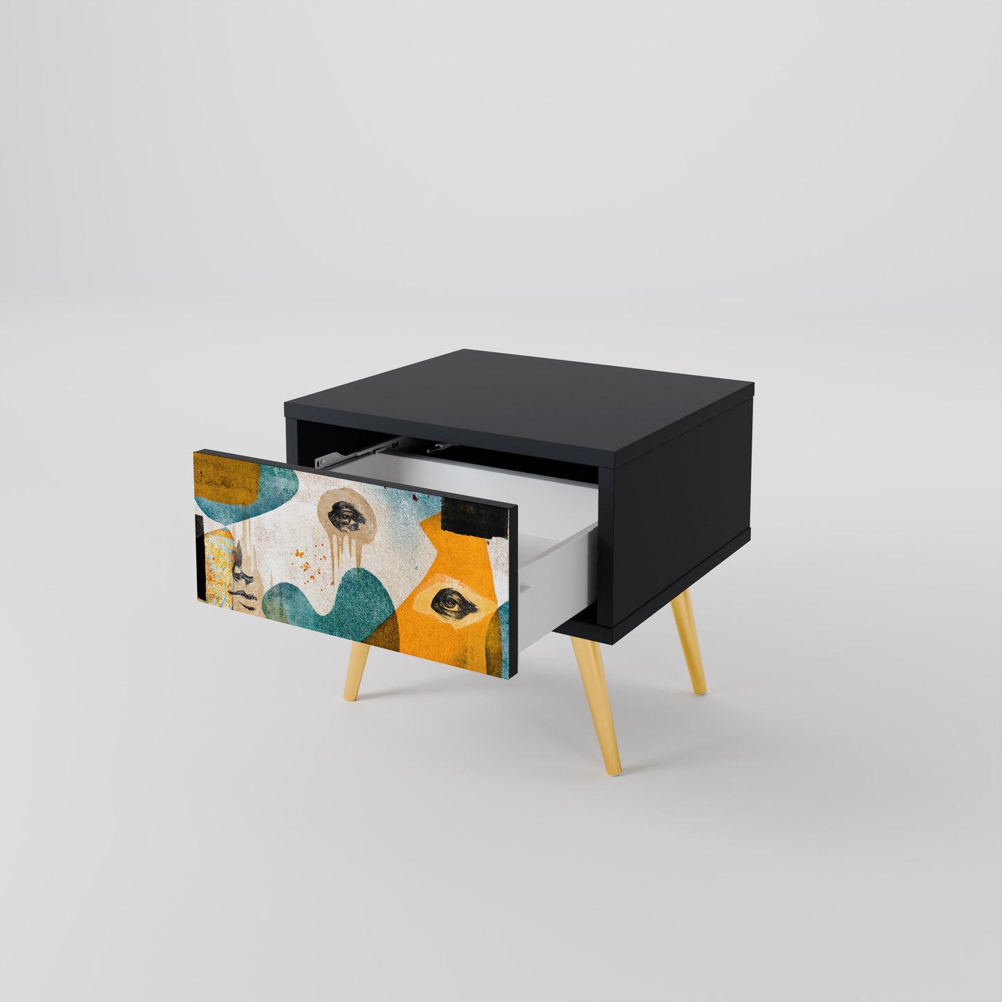 ABSTRACT FACES nattduksbord i svart finish