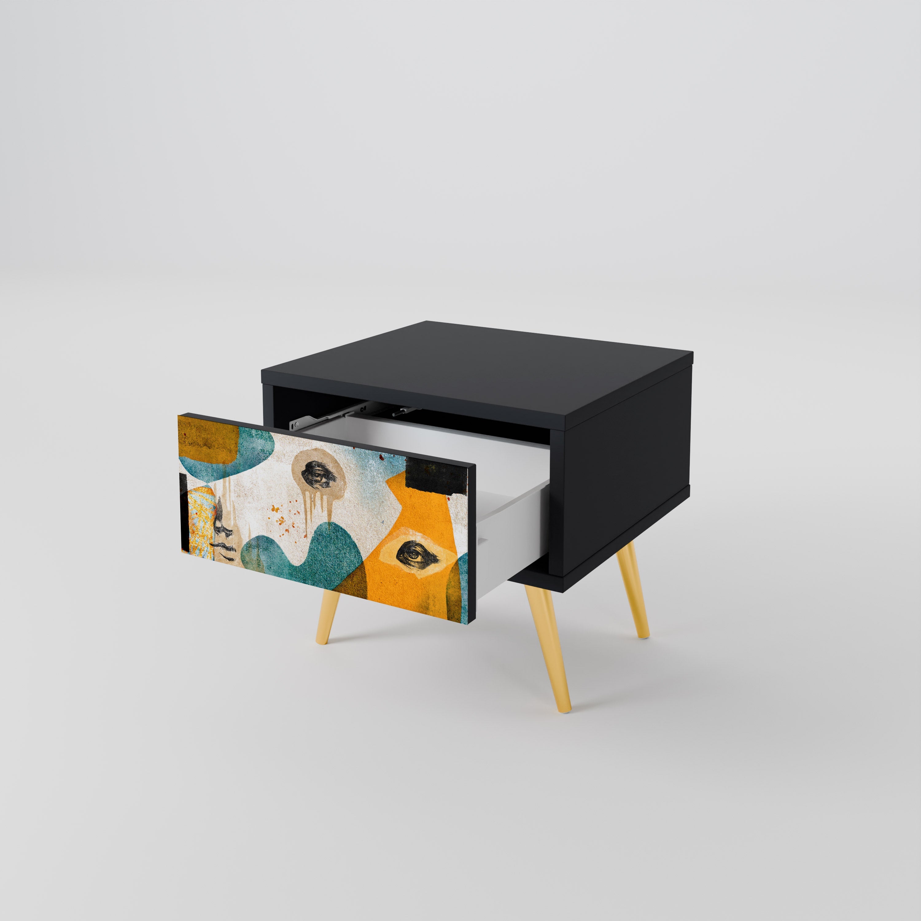 ABSTRACT FACES nattduksbord i svart finish