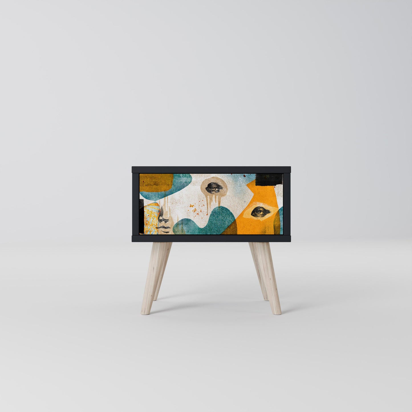 ABSTRACT FACES nattduksbord i svart finish