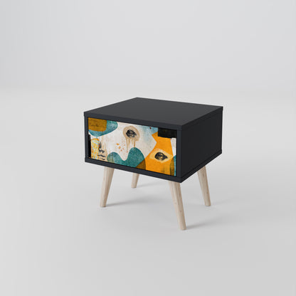 ABSTRACT FACES nattduksbord i svart finish