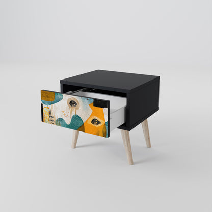 ABSTRACT FACES nattduksbord i svart finish
