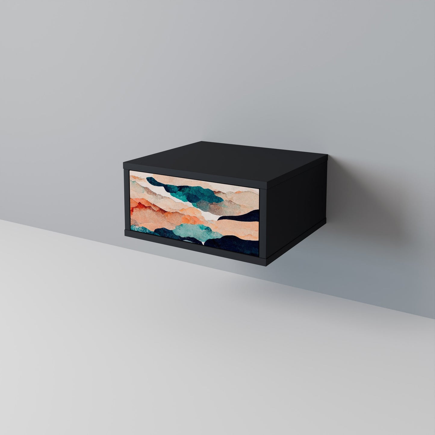 ABSTRACT LANDSCAPE nattduksbord i svart finish