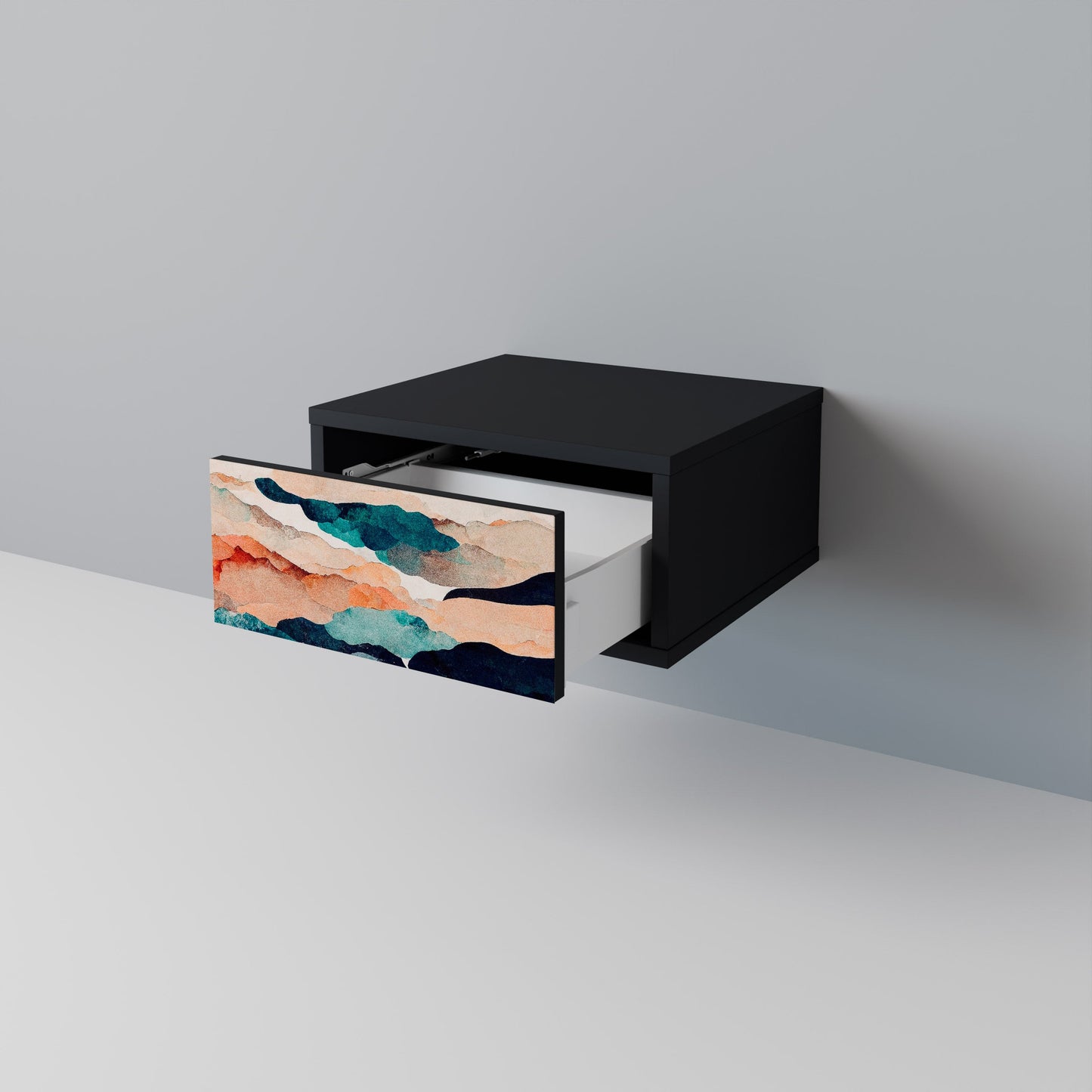 ABSTRACT LANDSCAPE nattduksbord i svart finish