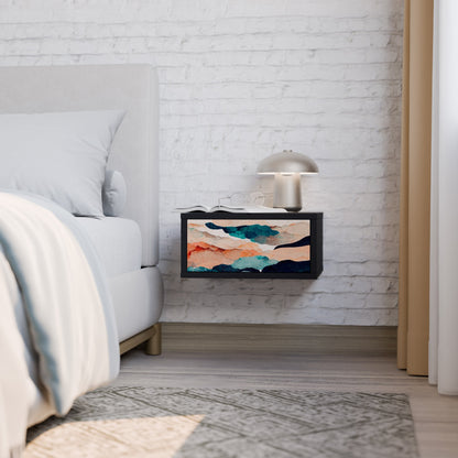 ABSTRACT LANDSCAPE nattduksbord i svart finish