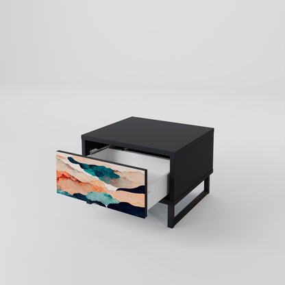 ABSTRACT LANDSCAPE nattduksbord i svart finish