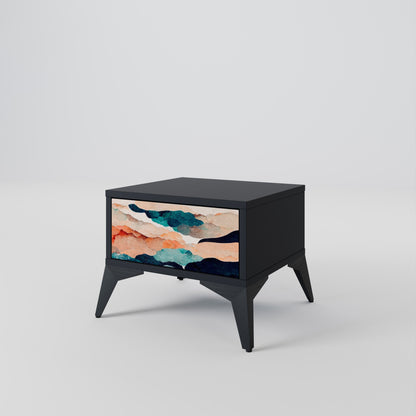 ABSTRACT LANDSCAPE nattduksbord i svart finish
