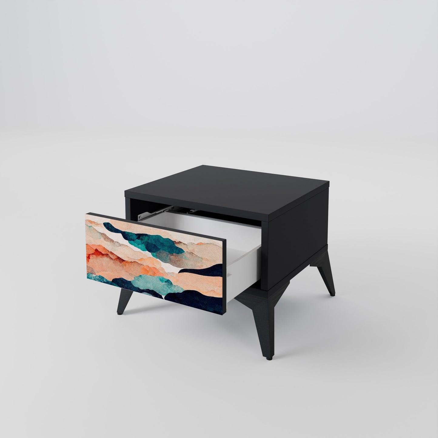 ABSTRACT LANDSCAPE nattduksbord i svart finish