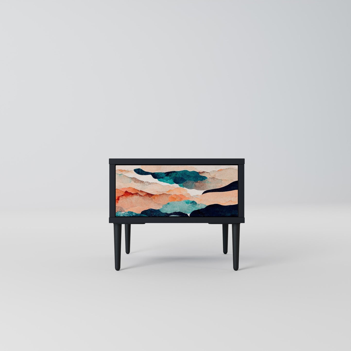 ABSTRACT LANDSCAPE nattduksbord i svart finish