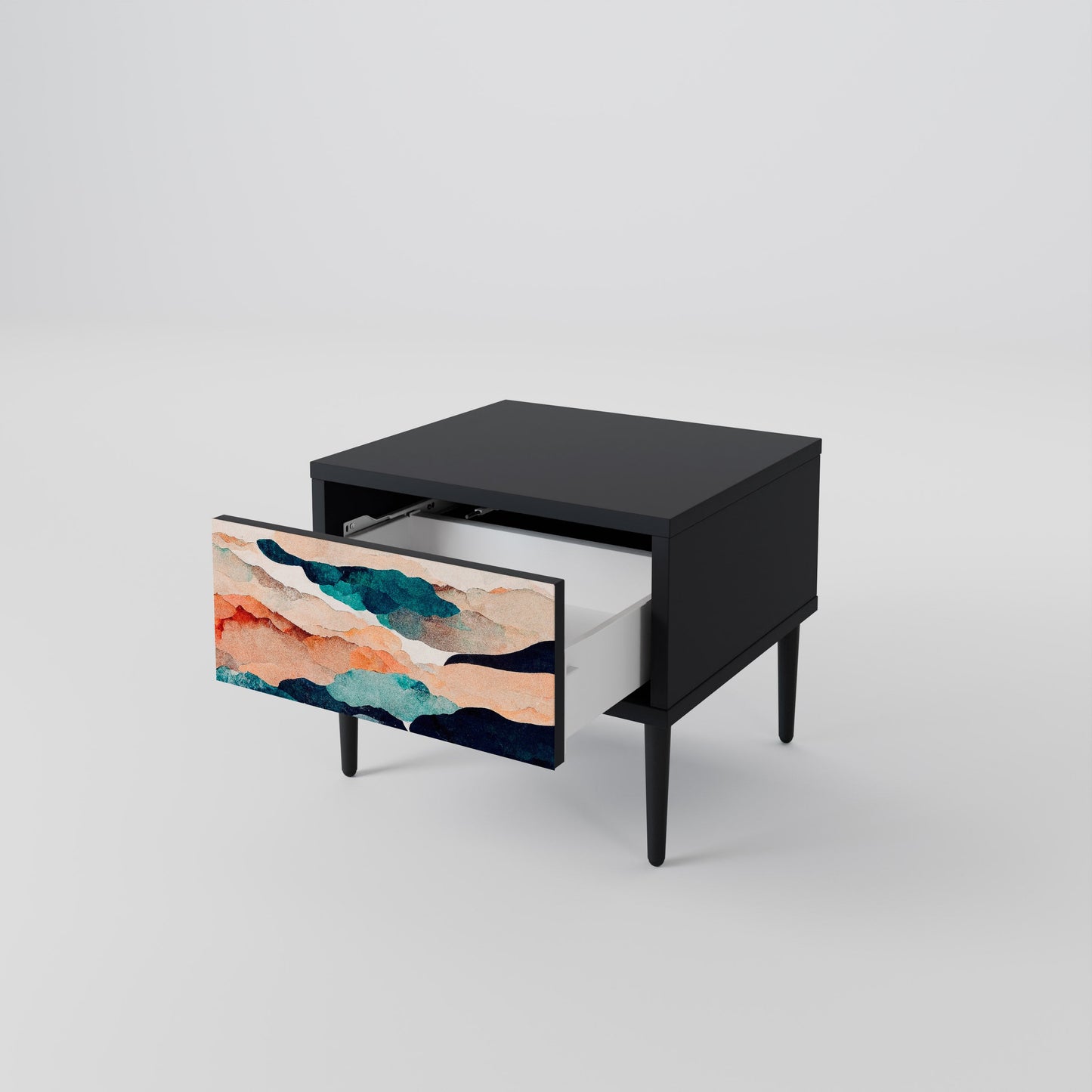 ABSTRACT LANDSCAPE nattduksbord i svart finish