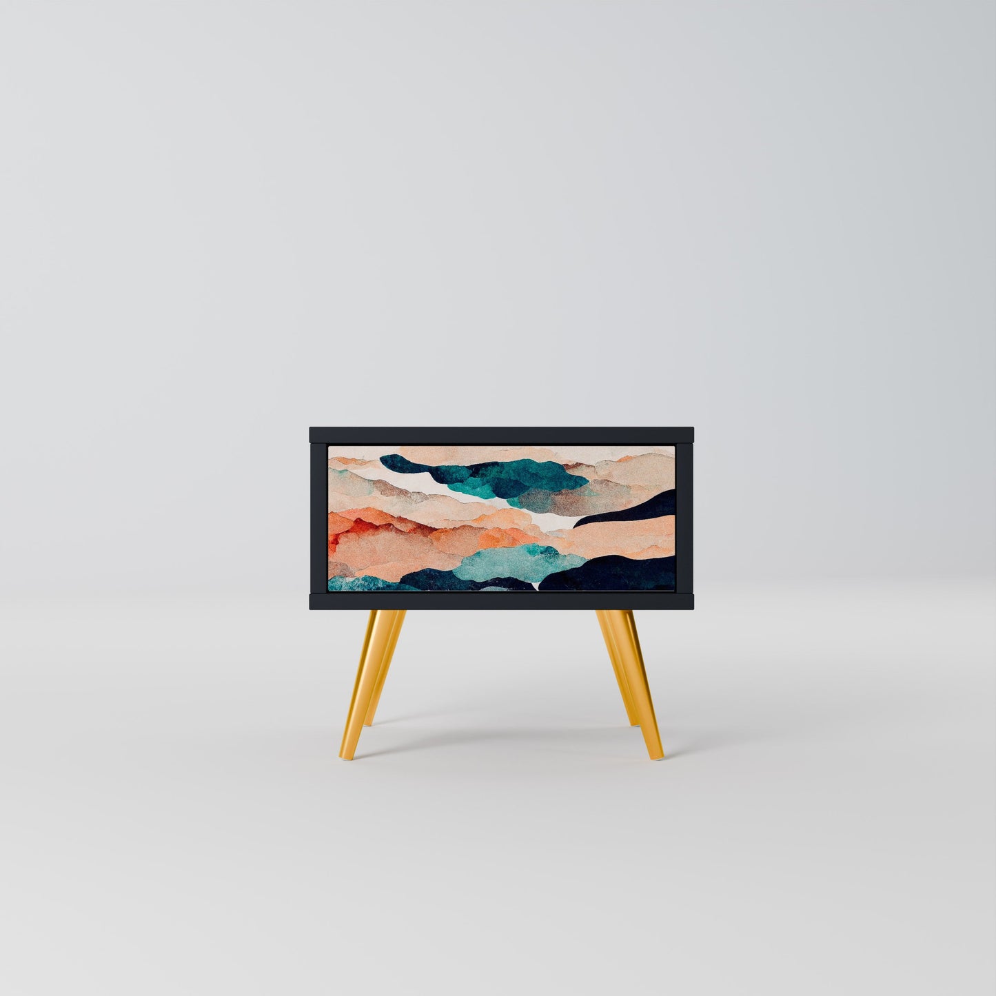 ABSTRACT LANDSCAPE nattduksbord i svart finish