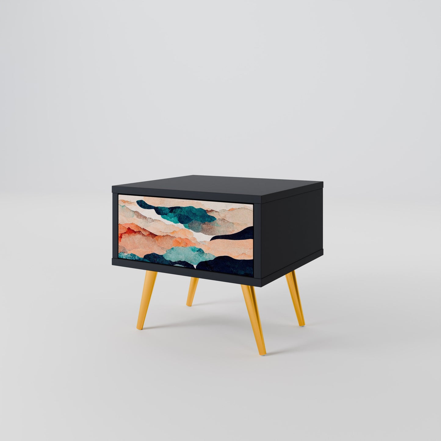 ABSTRACT LANDSCAPE nattduksbord i svart finish
