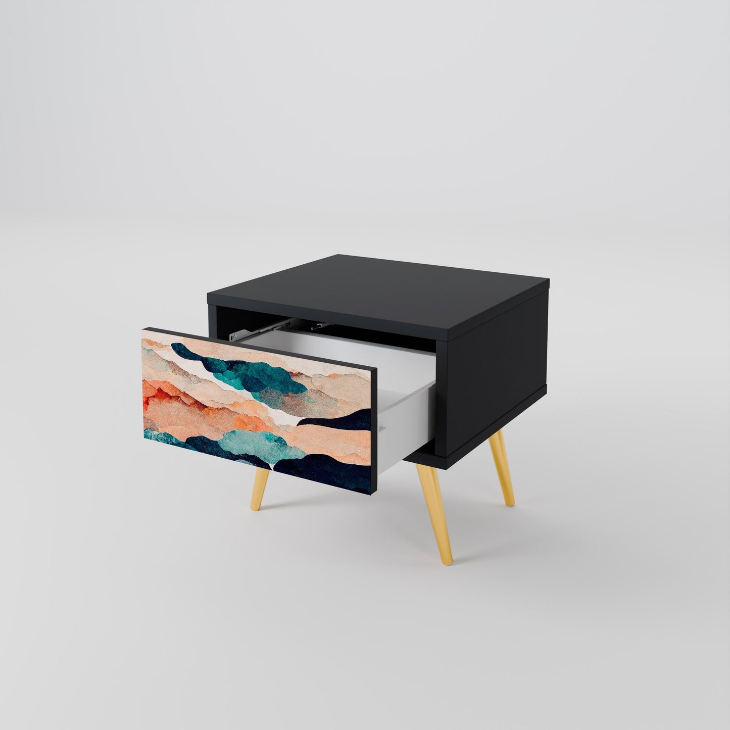 ABSTRACT LANDSCAPE nattduksbord i svart finish